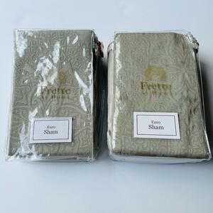 Frette at Home Pair (2) Arabesque Fashion Euro Sham Stone Jacquard NEW